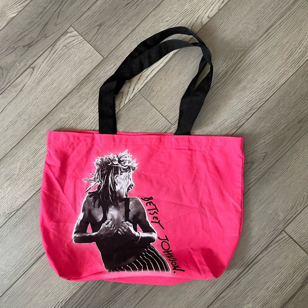Betsey Johnson Large Photo Print Hot Pink and Black Shopping Tote Bag